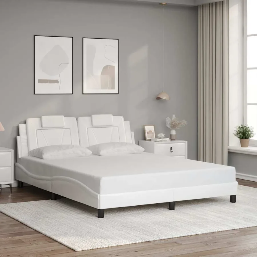 Cadre de lit Viana sans matelas blanc 160x200 cm similicuir