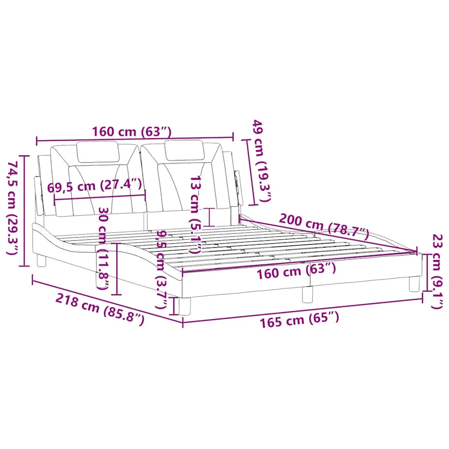 Cadre de lit Viana sans matelas blanc 160x200 cm similicuir - 12