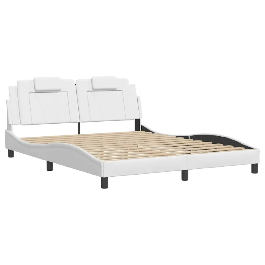 Cadre de lit Viana sans matelas blanc 160x200 cm similicuir - 3