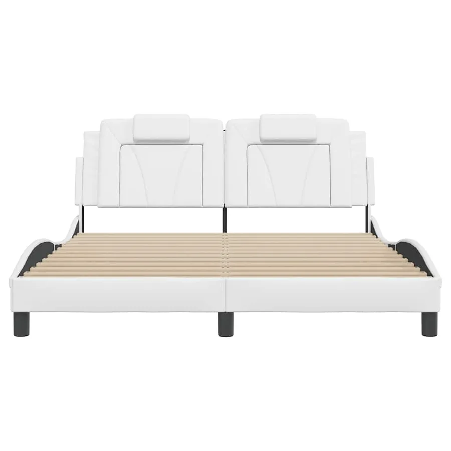 Cadre de lit Viana sans matelas blanc 160x200 cm similicuir - 4