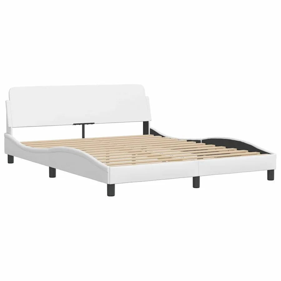 Cadre de lit Viana sans matelas blanc 160x200 cm similicuir - 5