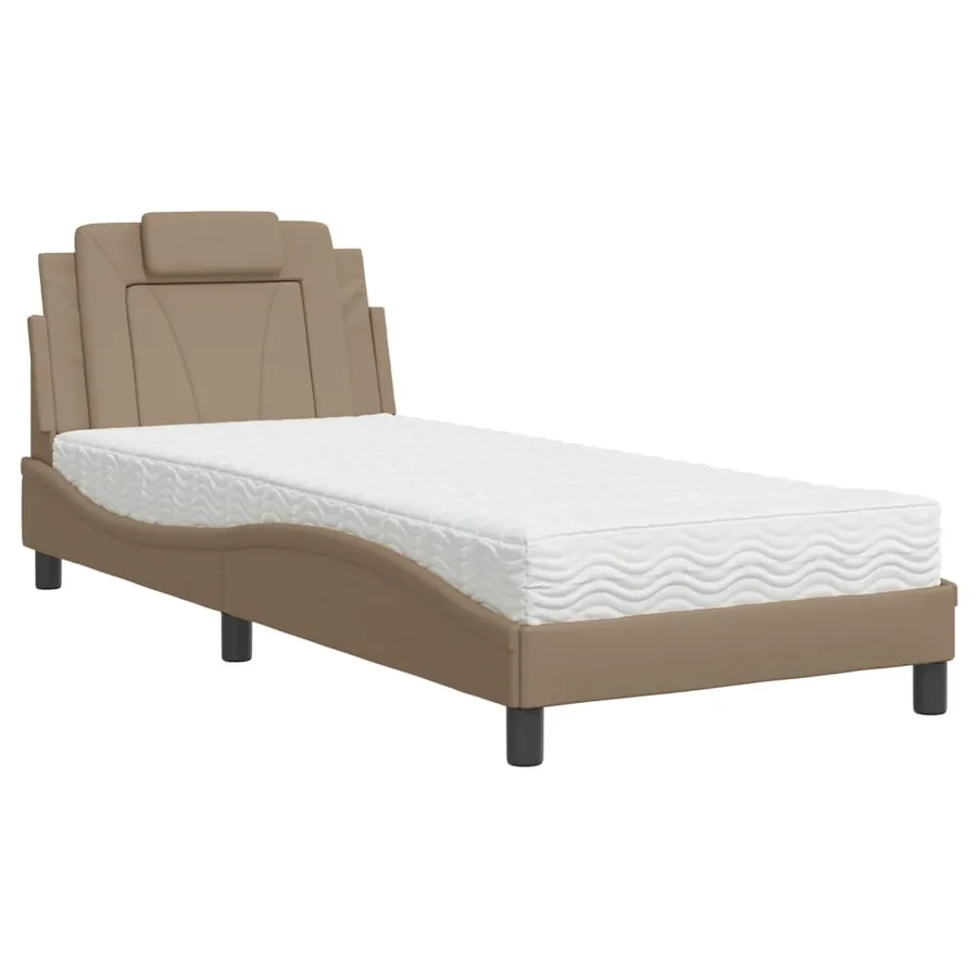 Lit Viana avec matelas cappuccino 80x200 cm similicuir - 2