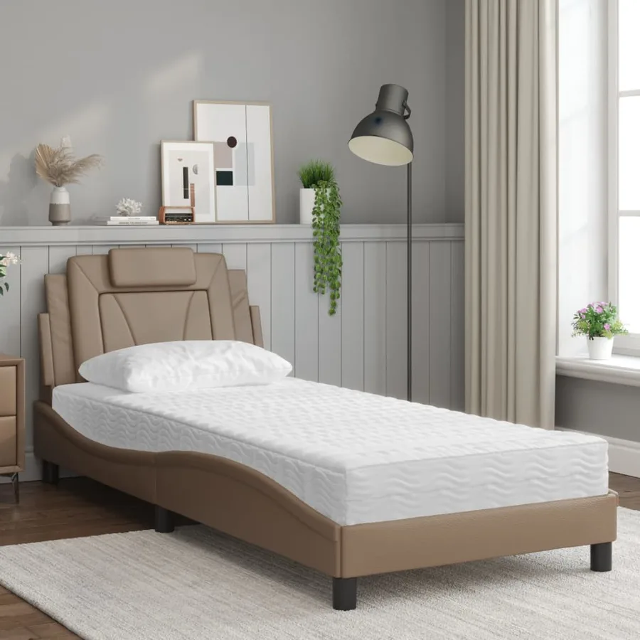 Lit Viana avec matelas cappuccino 80x200 cm similicuir - 3