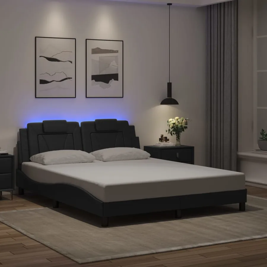 Cadre de lit Viana avec LED sans matelas noir 160x200 cm