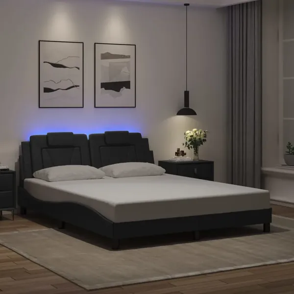 Cadre de lit Viana avec LED sans matelas noir 160x200 cm