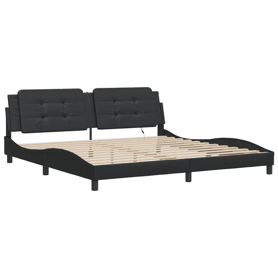 Cadre de lit avec LED sans matelas Zadar noir 200x200 cm - 3