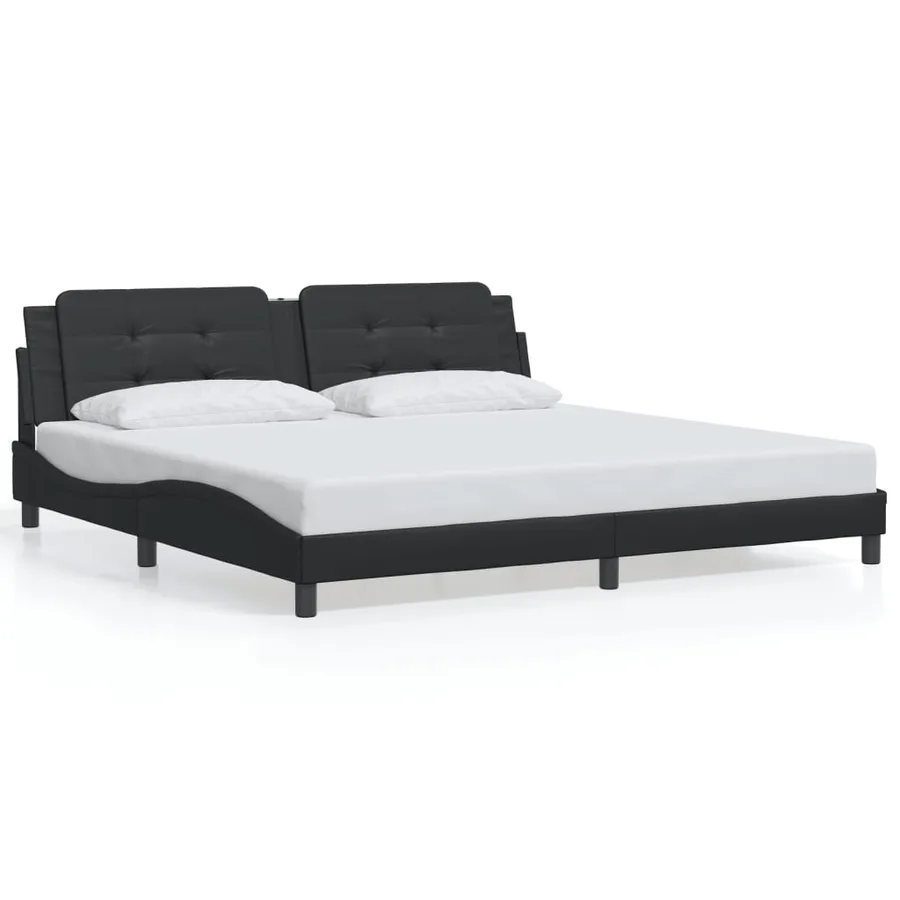 Cadre de lit avec LED sans matelas Zadar noir 200x200 cm - 5