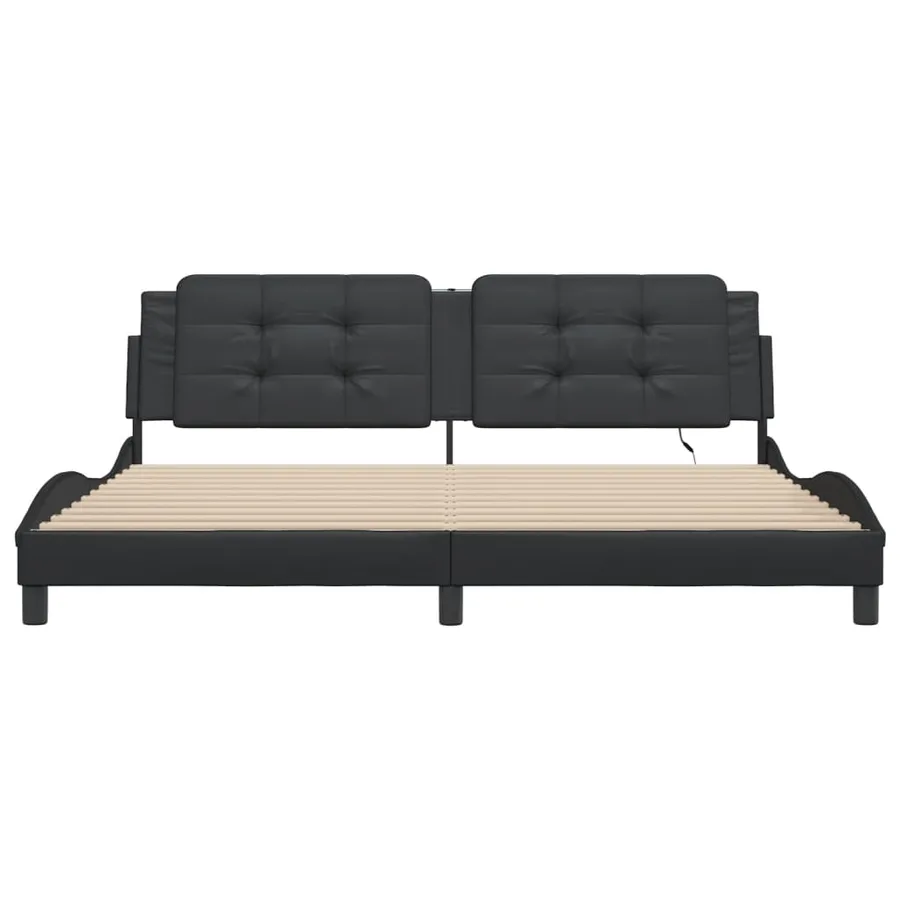 Cadre de lit avec LED sans matelas Zadar noir 200x200 cm - 6