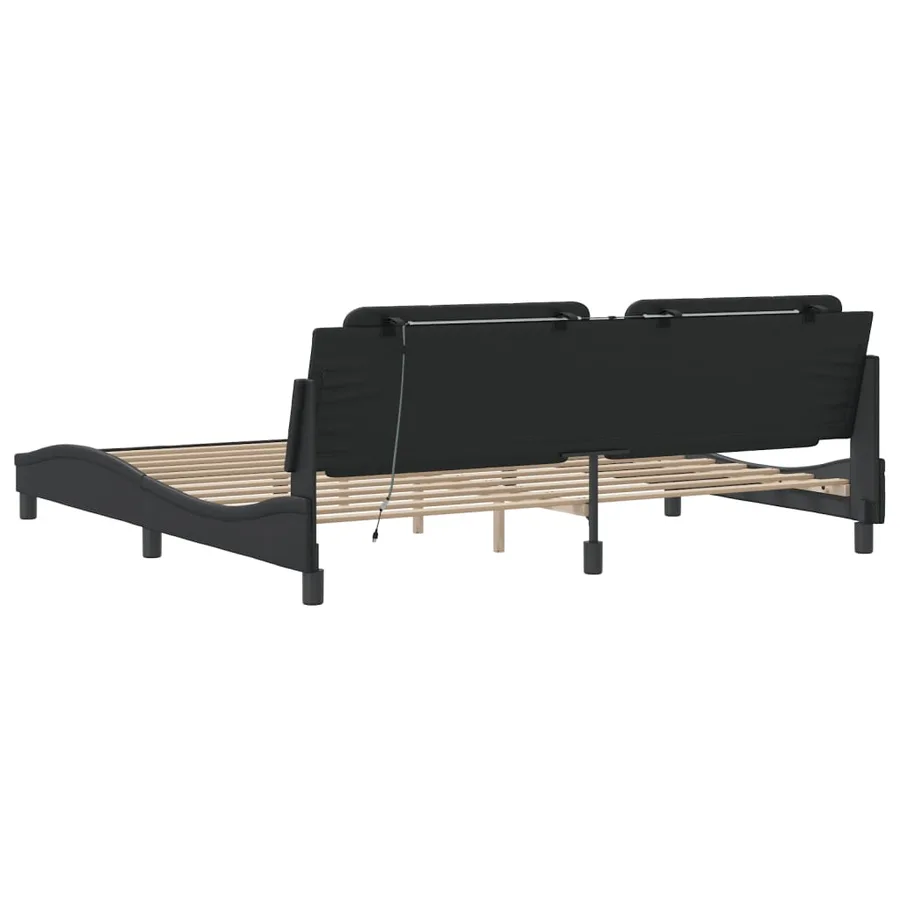 Cadre de lit avec LED sans matelas Zadar noir 200x200 cm - 9