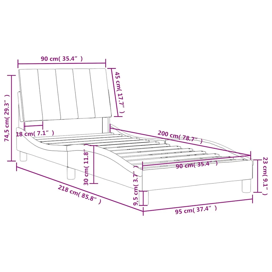 Lit avec matelas Hanko bleu 90x200 cm velours - 11