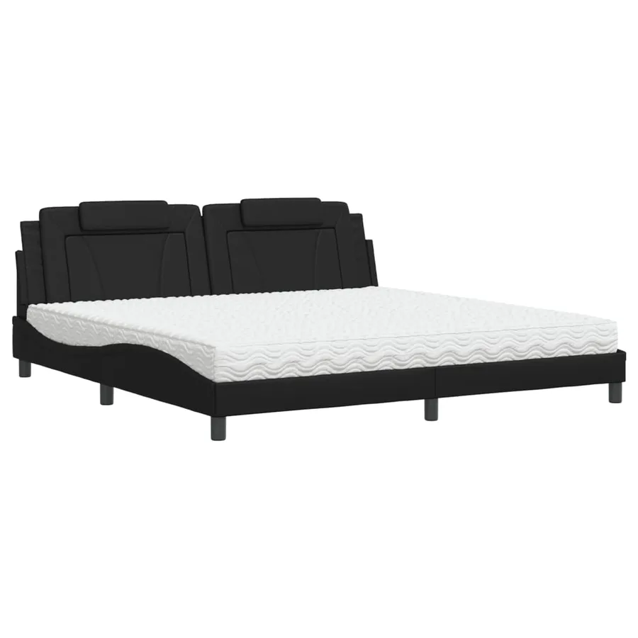 Lit Viana avec matelas noir 200x200 cm similicuir - 2