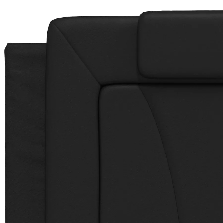 Lit Viana avec matelas noir 200x200 cm similicuir - 7