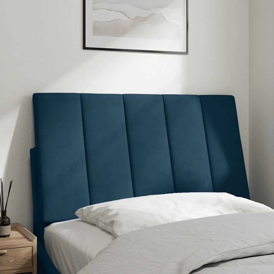 Coussin de tête de lit Hanko bleu 90 cm velours - 3