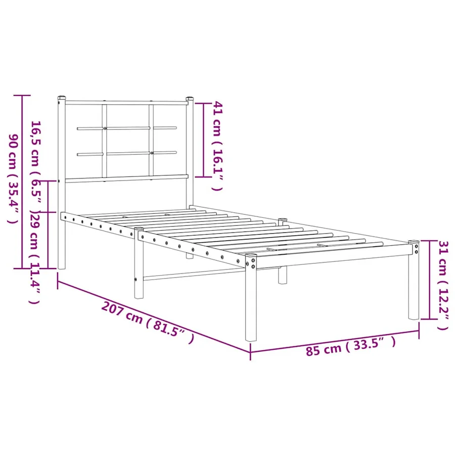 Cadre de lit métal sans matelas avec tête de lit blanc 80x200cm - 10