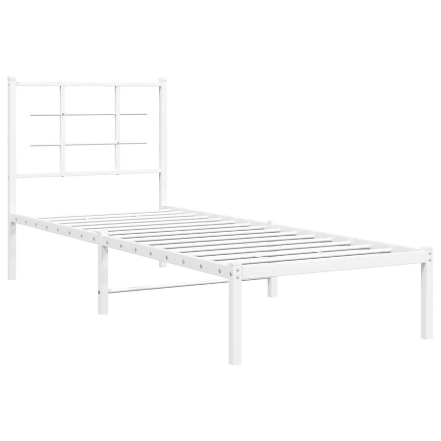 Cadre de lit métal sans matelas avec tête de lit blanc 80x200cm - 3