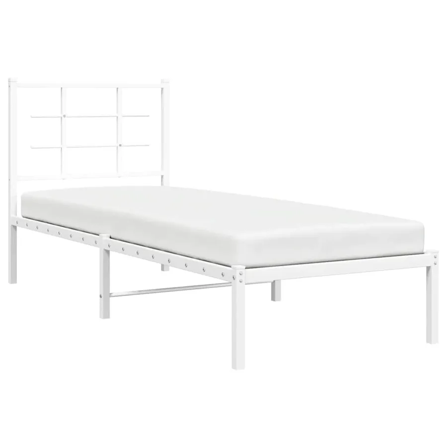 Cadre de lit métal sans matelas avec tête de lit blanc 80x200cm - 4