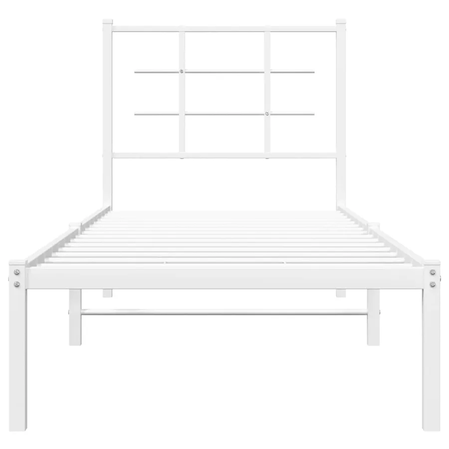 Cadre de lit métal sans matelas avec tête de lit blanc 80x200cm - 5