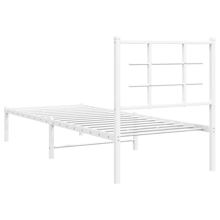 Cadre de lit métal sans matelas avec tête de lit blanc 80x200cm - 7