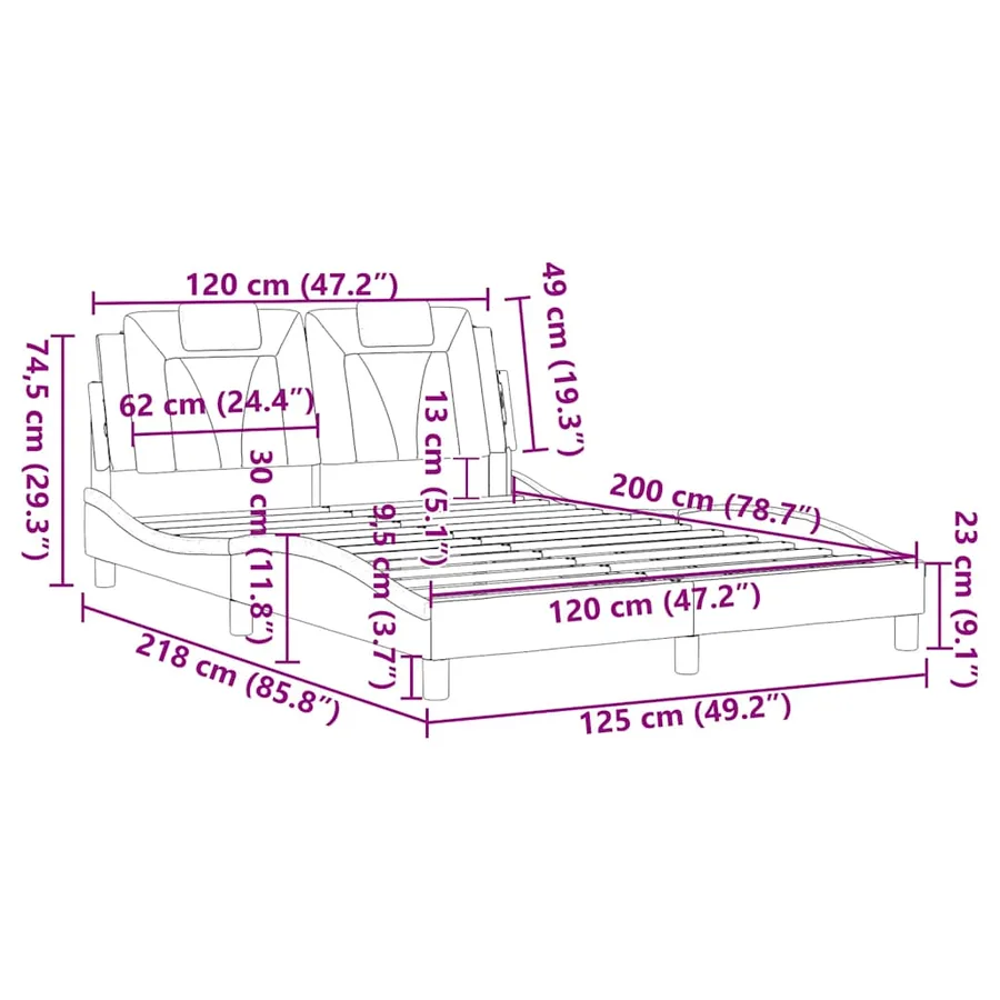 Cadre de lit Viana sans matelas blanc 120x200 cm similicuir - 12