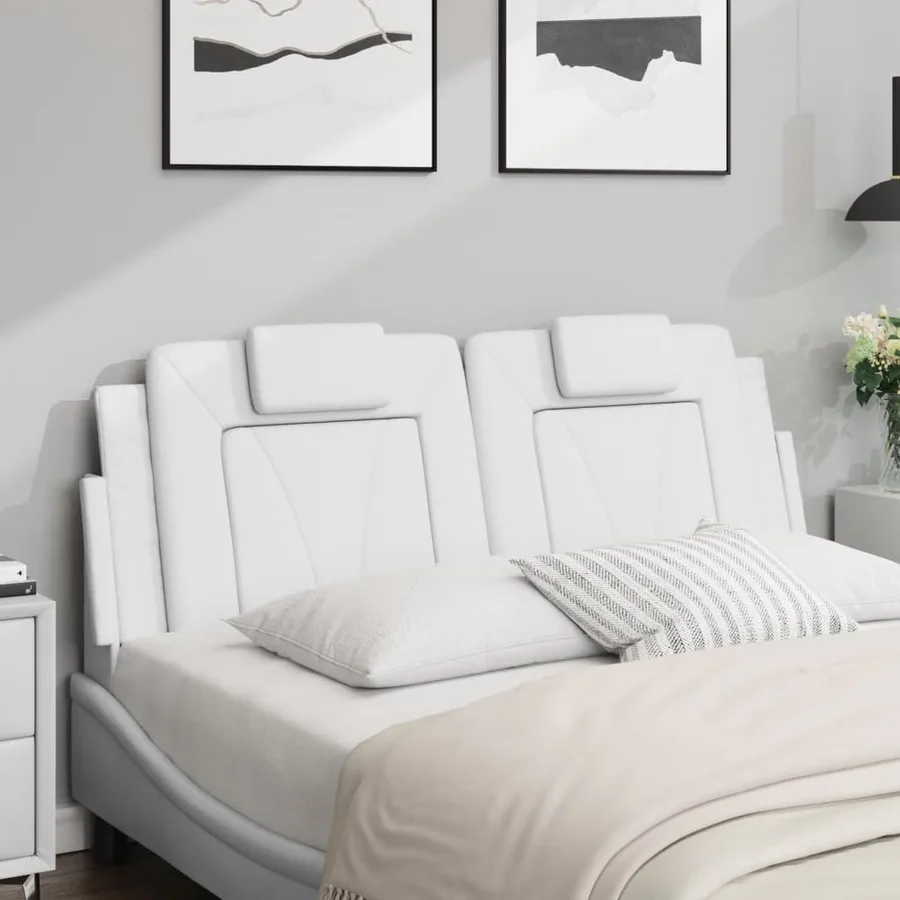 Coussin de tête de lit Viana blanc 120 cm similicuir - 3