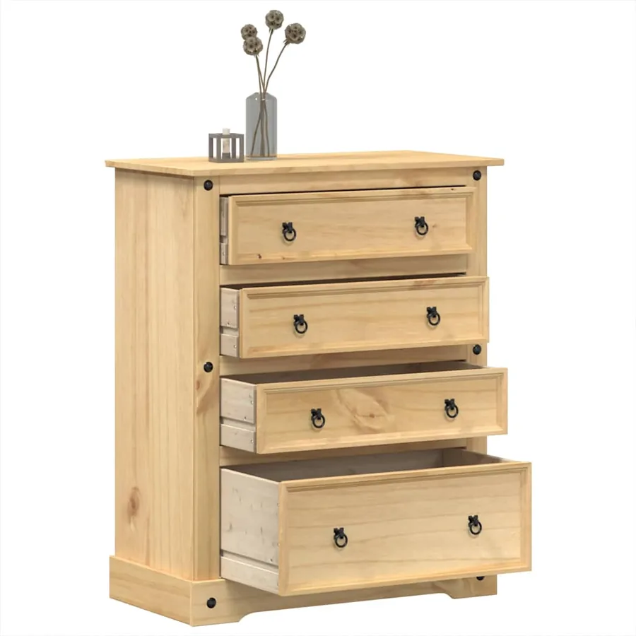 Commode Corona 92x48x114 cm bois massif de pin