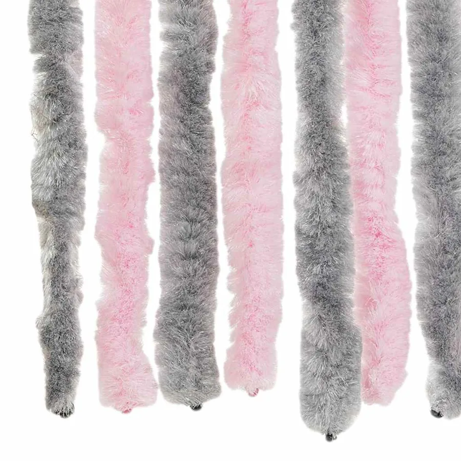 Rideau anti-mouches gris argenté et rose 56x185 cm chenille - 6