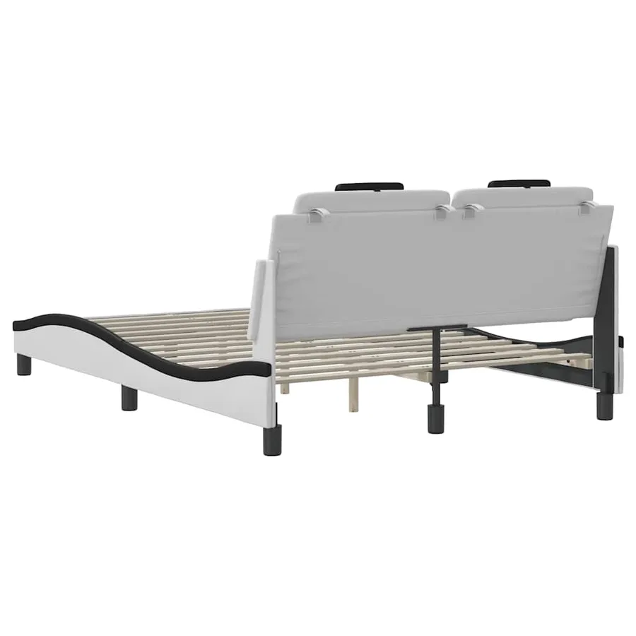 Cadre de lit Viana sans matelas blanc et noir 120x200 cm similicuir - 6