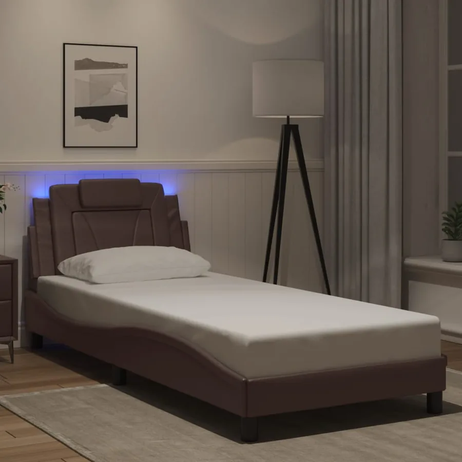 Cadre de lit Viana avec LED sans matelas marron 80x200 cm