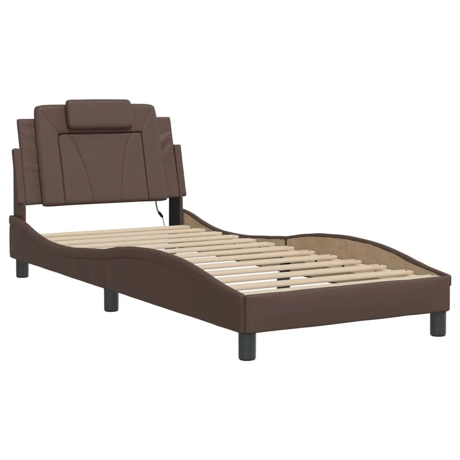 Cadre de lit Viana avec LED sans matelas marron 80x200 cm - 3
