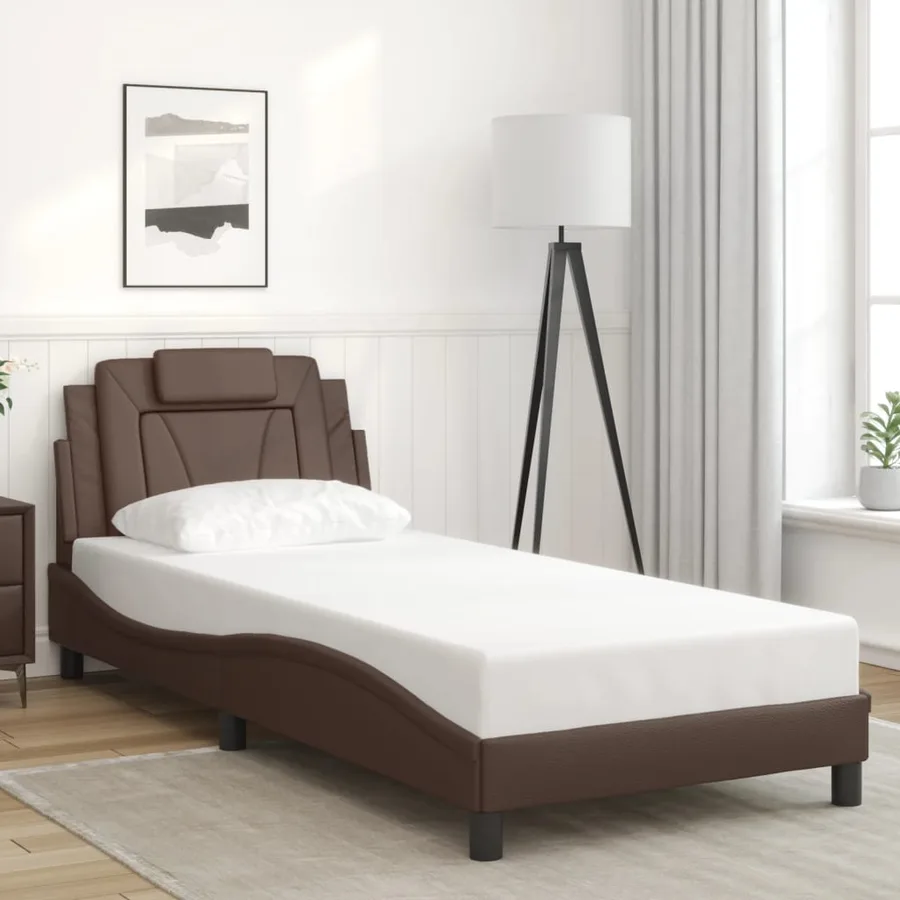 Cadre de lit Viana avec LED sans matelas marron 80x200 cm - 4