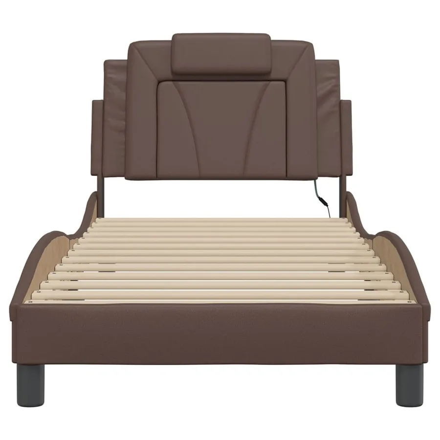 Cadre de lit Viana avec LED sans matelas marron 80x200 cm - 6