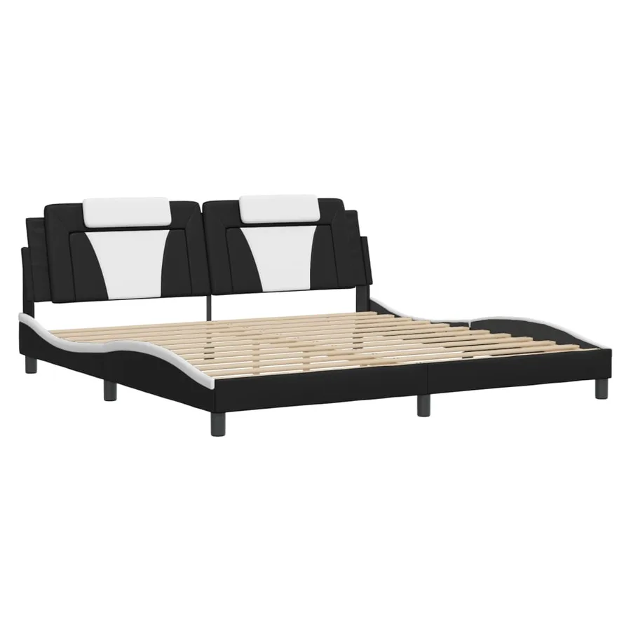 Cadre de lit Viana avec LED sans matelas noir et blanc 200x200 cm - 2