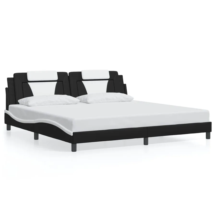 Cadre de lit Viana avec LED sans matelas noir et blanc 200x200 cm - 4