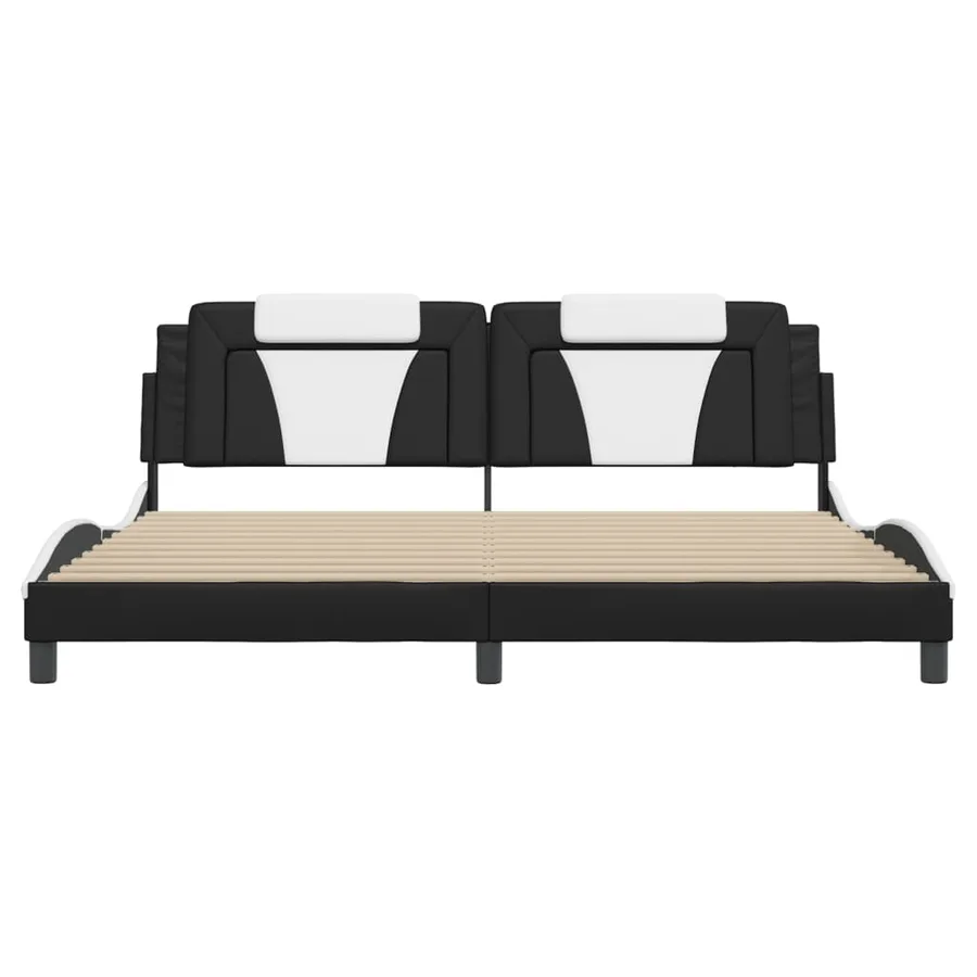 Cadre de lit Viana avec LED sans matelas noir et blanc 200x200 cm - 6