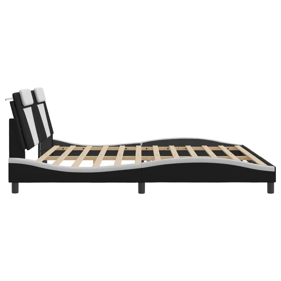 Cadre de lit Viana avec LED sans matelas noir et blanc 200x200 cm - 8
