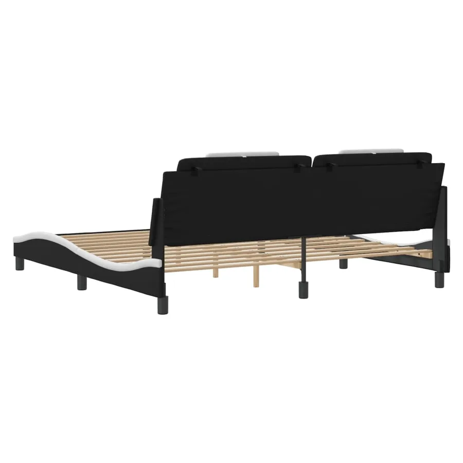 Cadre de lit Viana avec LED sans matelas noir et blanc 200x200 cm - 9