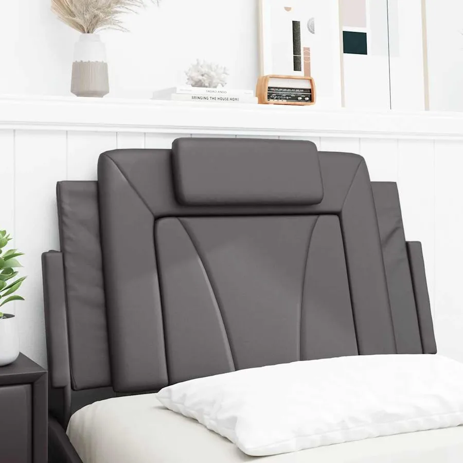 Coussin de tête de lit Viana gris 80 cm similicuir - 4