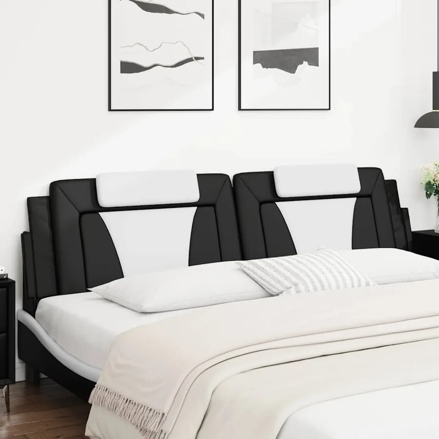 Coussin de tête de lit Viana noir et blanc 200 cm similicuir - 3