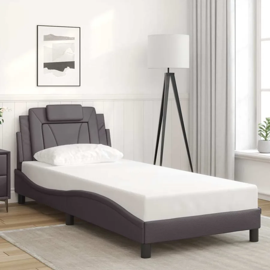 Cadre de lit Viana sans matelas gris 80x200 cm similicuir