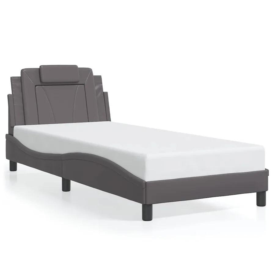 Cadre de lit Viana sans matelas gris 80x200 cm similicuir - 2