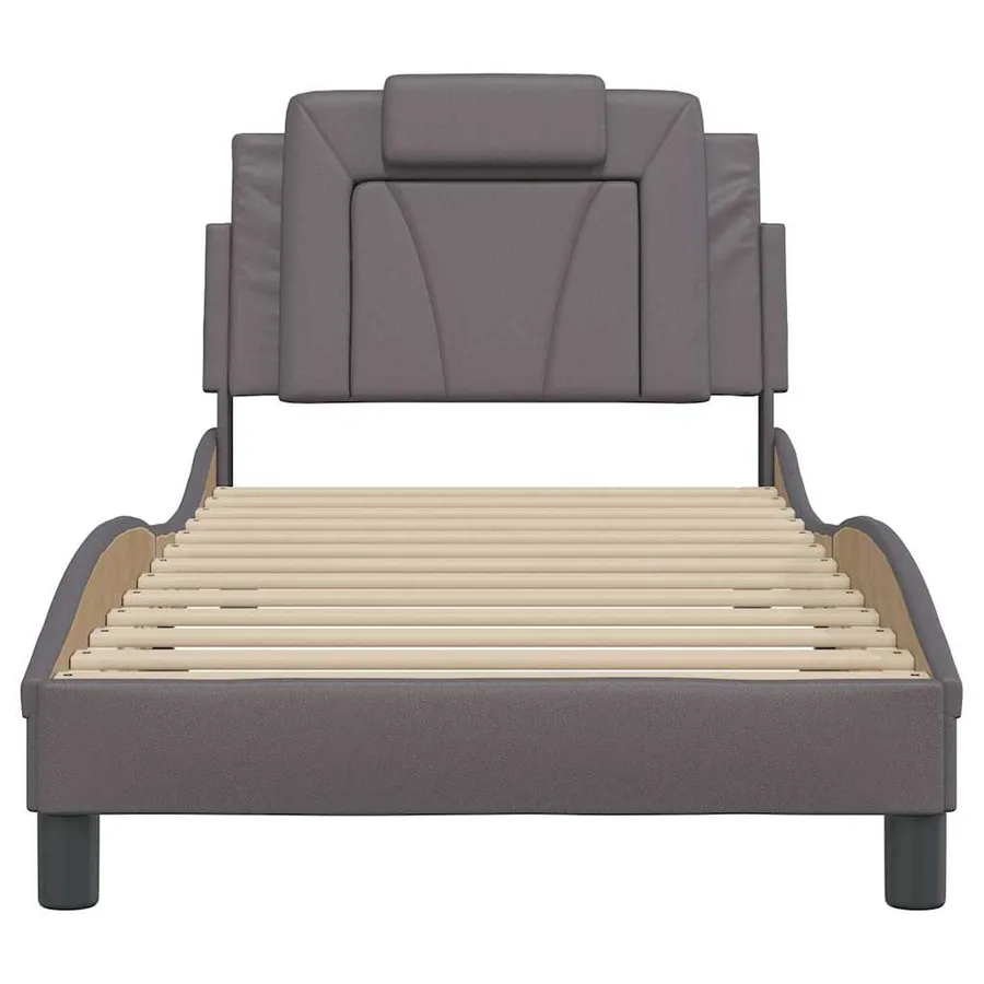 Cadre de lit Viana sans matelas gris 80x200 cm similicuir - 4