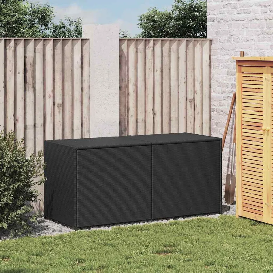 Boîte de rangement de jardin noir 283L résine tressée - 3