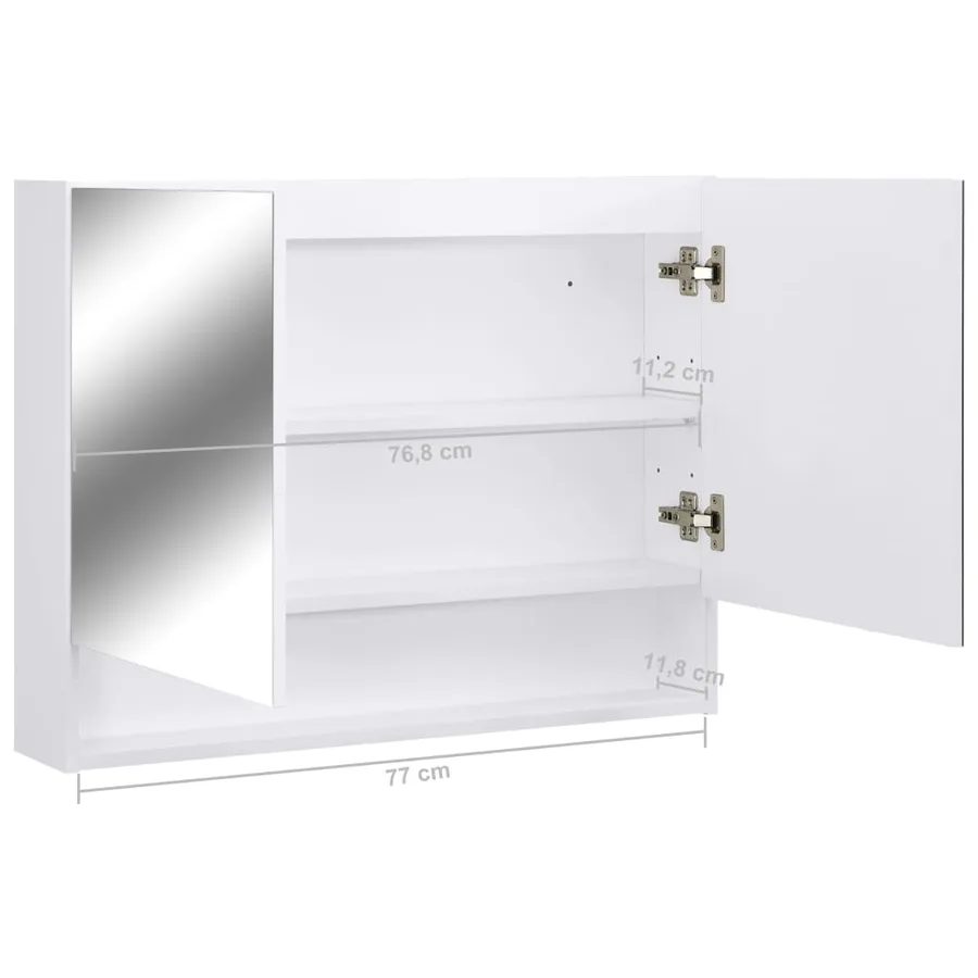 Armoire à miroir de salle de bain LED Blanc 80x15x60 cm MDF - 10