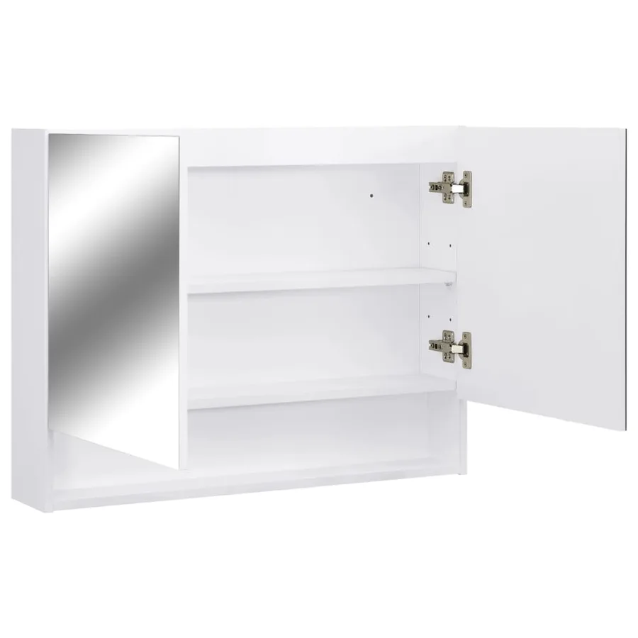 Armoire à miroir de salle de bain LED Blanc 80x15x60 cm MDF - 5