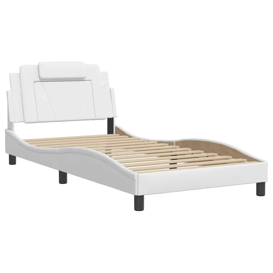 Cadre de lit Viana sans matelas blanc 100x200 cm similicuir - 3