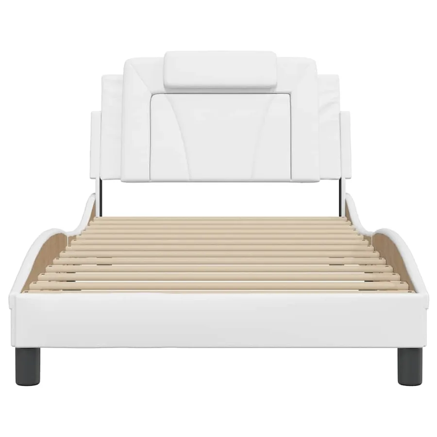 Cadre de lit Viana sans matelas blanc 100x200 cm similicuir - 4
