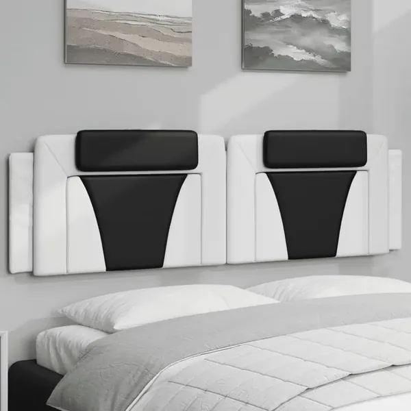 Coussin de tête de lit Viana blanc et noir 180 cm similicuir