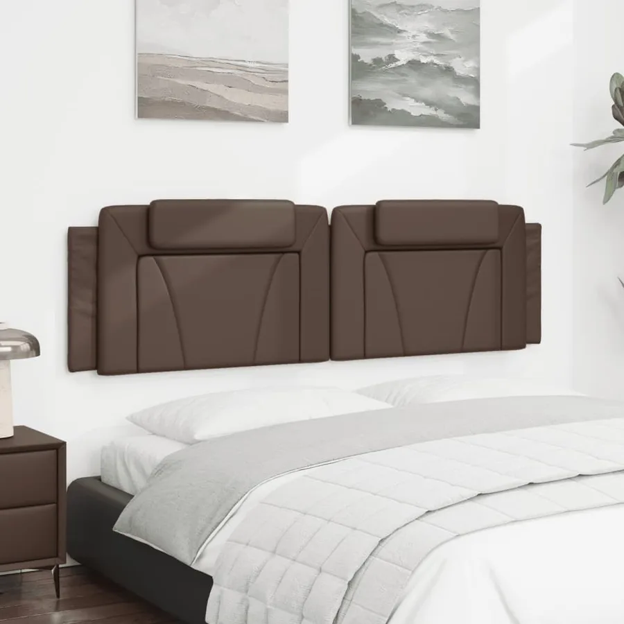 Coussin de tête de lit Viana marron 180 cm similicuir - 4