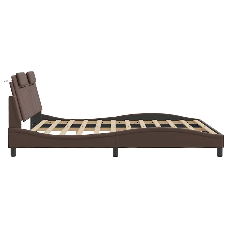 Cadre de lit Viana sans matelas marron 180x200 cm similicuir - 7