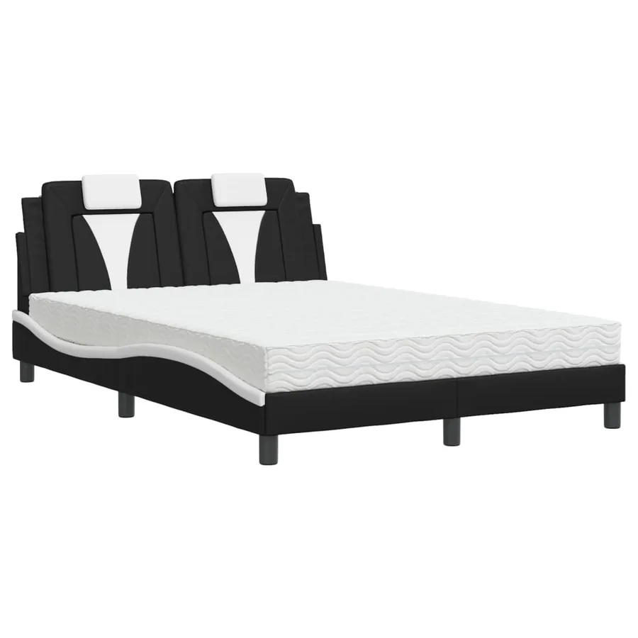 Lit Viana avec matelas noir et blanc 120x200 cm similicuir - 2